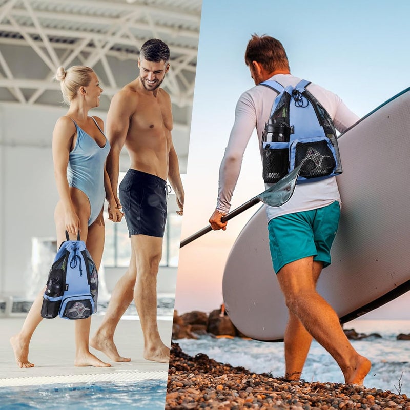 Timoxi Swim Bag Beach Backpack with Padded Shoulder Strap Mesh Backpack with Wet Pocket for Swimming, Gym - Image 2